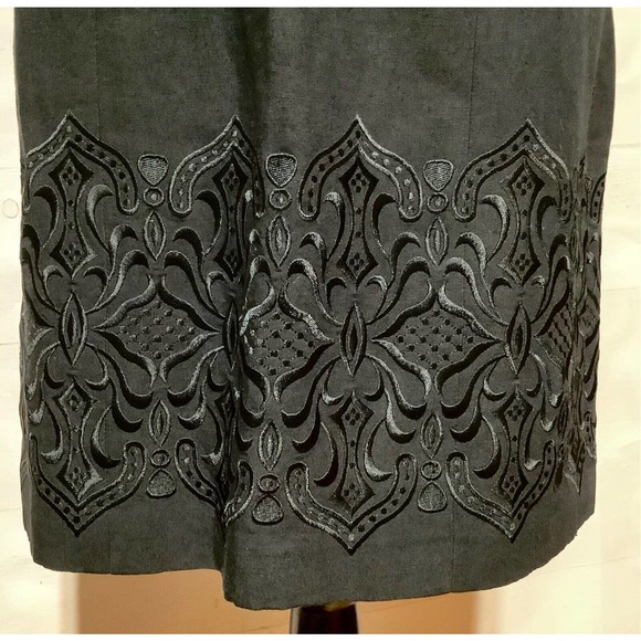 THE LIMITED Sz 4 linen rayon blend square neckline embroidered hem classic dress - Picture 4 of 9